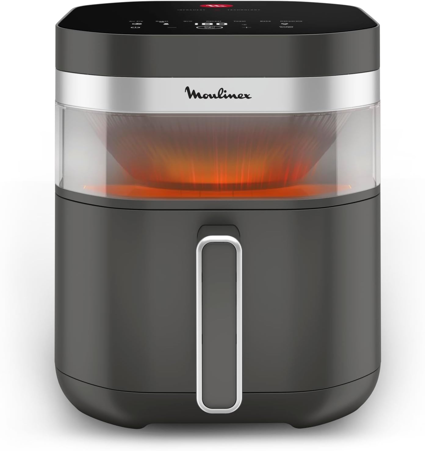 Moulinex Easy Fry Infrared, Friggitrice ad Aria 7L, Doppia Resistenza, Riscaldamento 2 Volte Più Veloce, Cottura Rapida, Lavabile in Lavastoviglie, Finestra di Osservazione, Colore Coal Grey, EZ832H(Grigio)