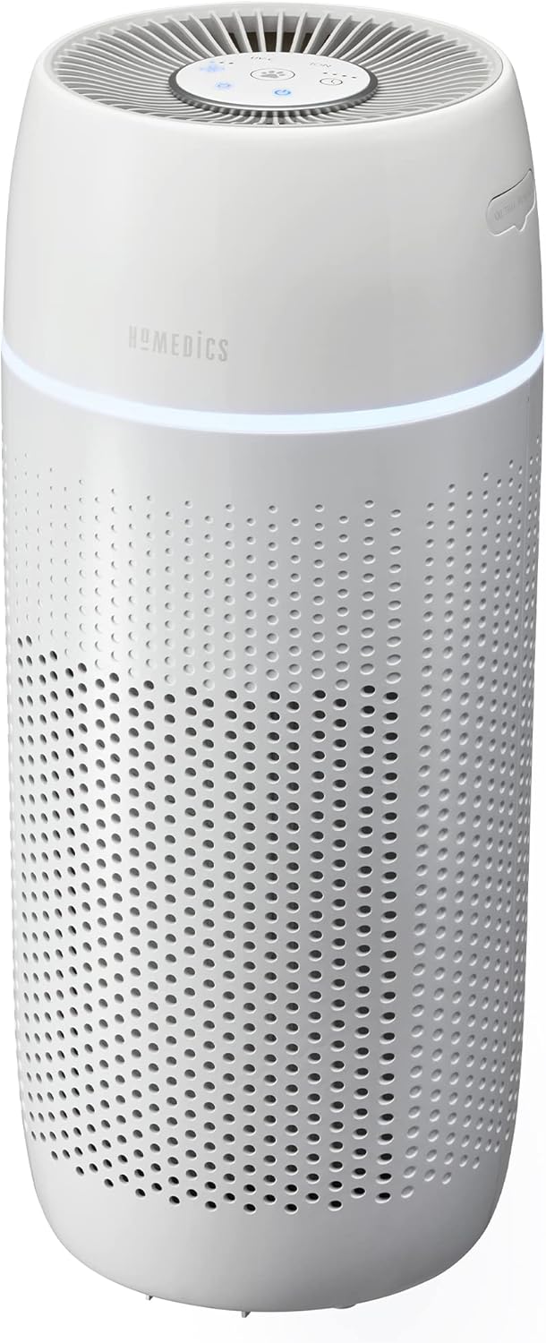 HoMedics TotalClean PetPlus Purificatore D'Aria 5 in 1 con Filtro HEPA, Rimuove Fino al 99,97% degli Allergeni Presenti Nell'Aria Fino a 0,3 Micron, 3 Velocità, Timer di Spegnimento Automatico