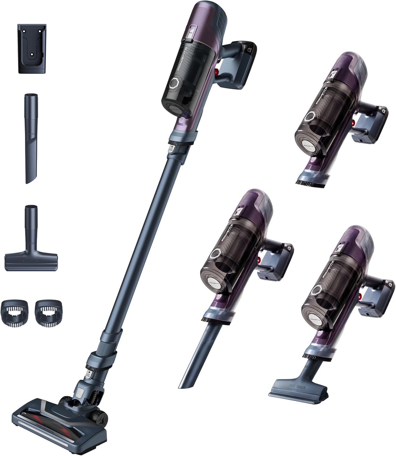 Rowenta X-PERT 6.60 Essential Aspirapolvere Senza Fili Potente, Scopa Elettrica Senza Fili Ricaricabile Leggera, Aspirapolvere Senza Sacco Multisuperficie, Autonomia 45 Min, Luci LED,RH6838(Viola)
