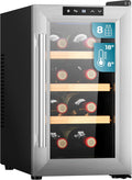 Cecotec Enoteca 8 bottiglie Bolero GrandSommelier 830 CoolWood, Termoelettrica, Basso livello sonoro e alte prestazioni, Temperatura regolabile: 8-18 °C, Pannello di controllo touch, Display,