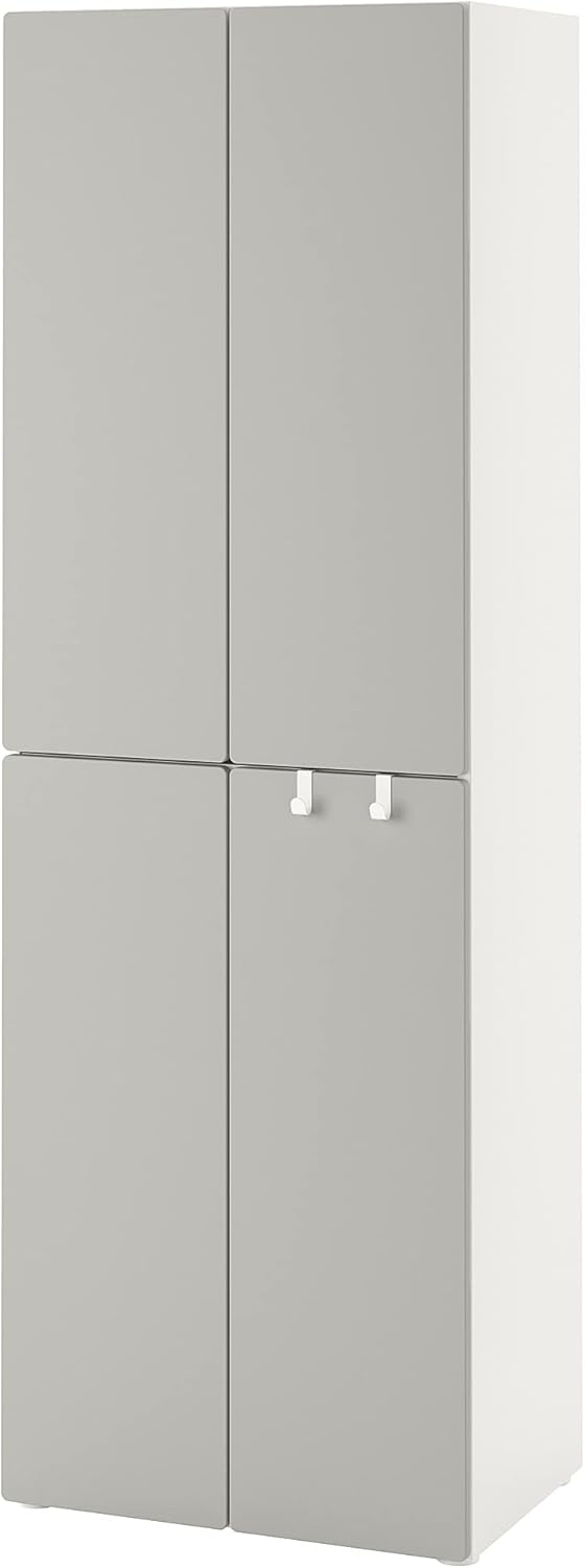 ProTuning PLATSA/SMÅSTAD Guardaroba, grigio bianco/con 2 aste appendiabiti, 60x42x181 cm