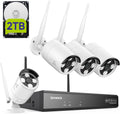 SANNCE Set di telecamere di sorveglianza 4CH 5 MP NVR e 4 telecamere WiFi da 3 MP, per esterni, Wi-Fi, con schermo da 1 TB, per riconoscimento personale, supporta Alexa