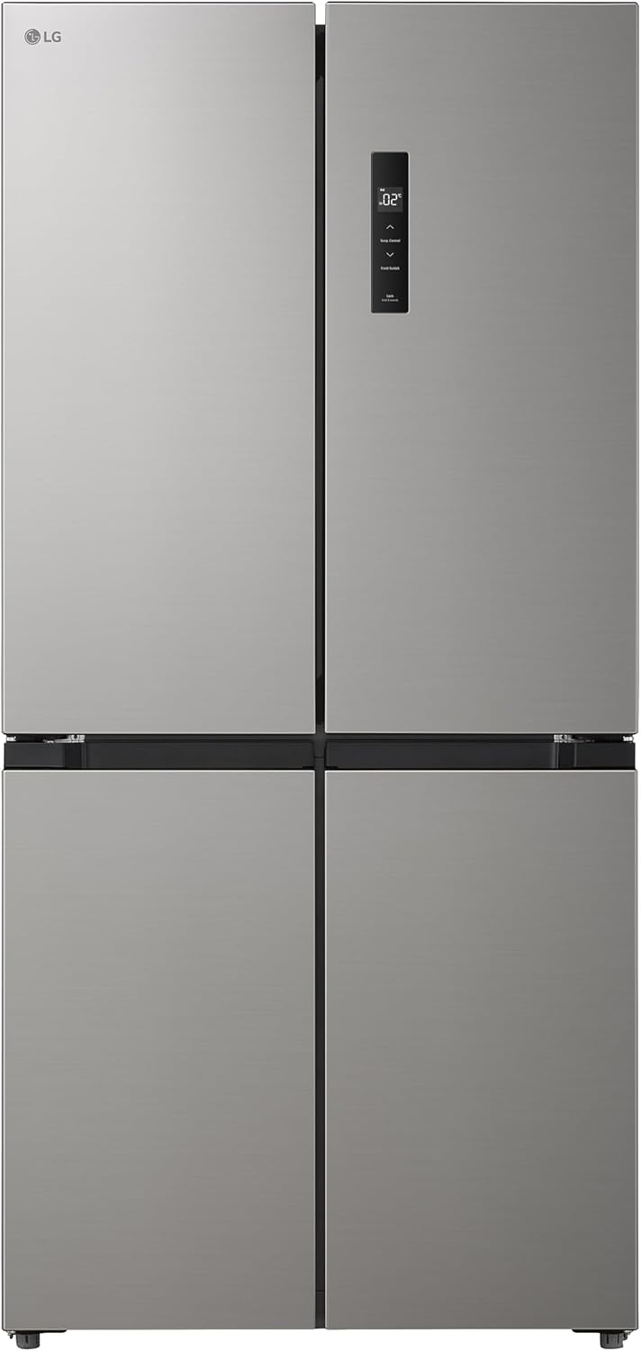 LG GMM41MSBEM Frigorifero 4 Porte Slim, Capacità 474L, Total No Frost con Multi Air Flow, Cassetto Zero Gradi Convertibile Fresh Switch, Ripiani in Vetro Temperato, Illuminazione LED, Classe E, Silver