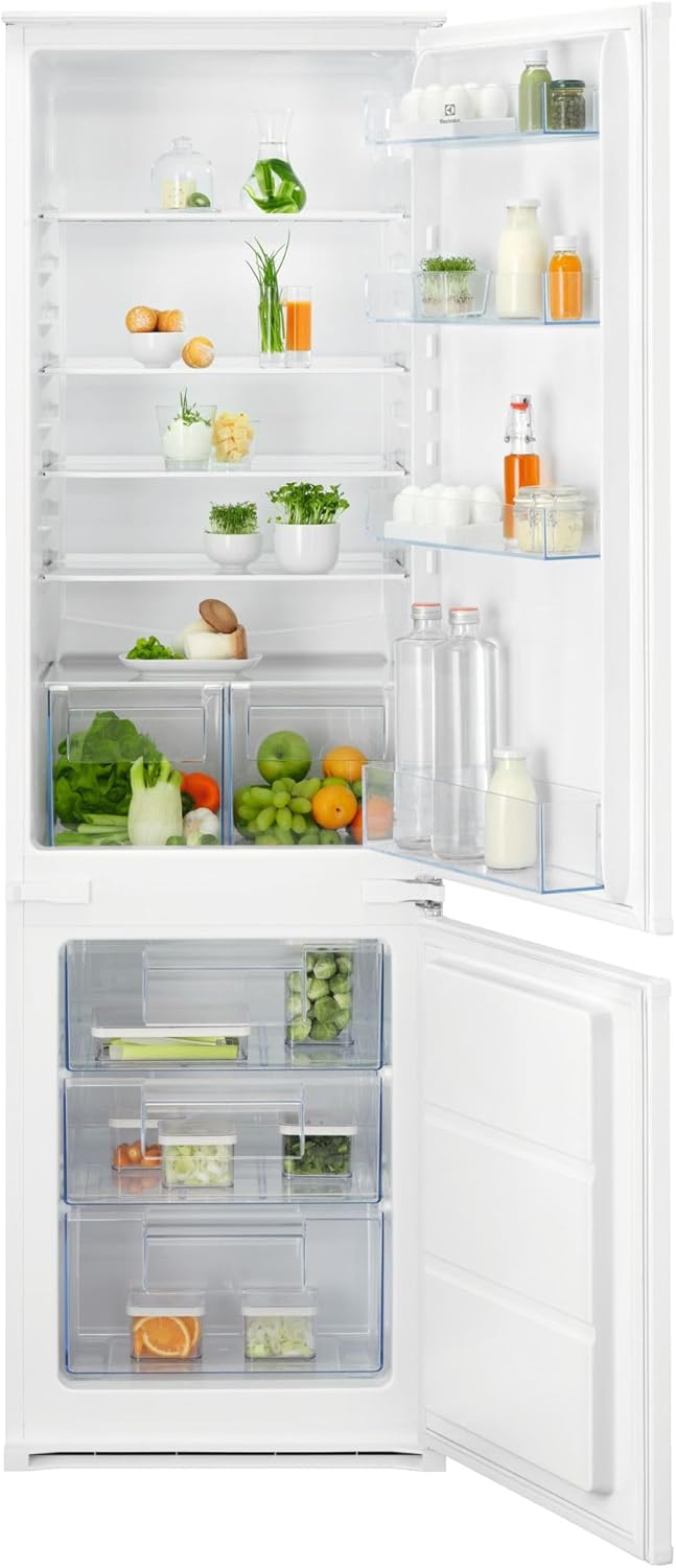 Electrolux ColdSense 500 Frigocongelatore da Incasso ENS5LE18S, 177,2 cm Tecnologia LowFrost, FastFreeze, Controllo Elettronico Interno, Capacità 271 Litri, 1772x546x549 mm, Bianco