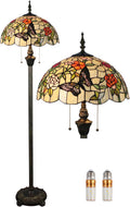 Floor Lamp Style 16 Inches Stained Glass Shades Design Lamp Art Deco Reading Lighting Bedroom Living Room Study Office Floor Lamp (Color:B-7)