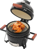 Barbecue Kamado in ceramica - Barbecue a carbonella - Diametro: 32 cm - Portatile - In ceramica - Con termometro e struttura - Per campeggio e giardino