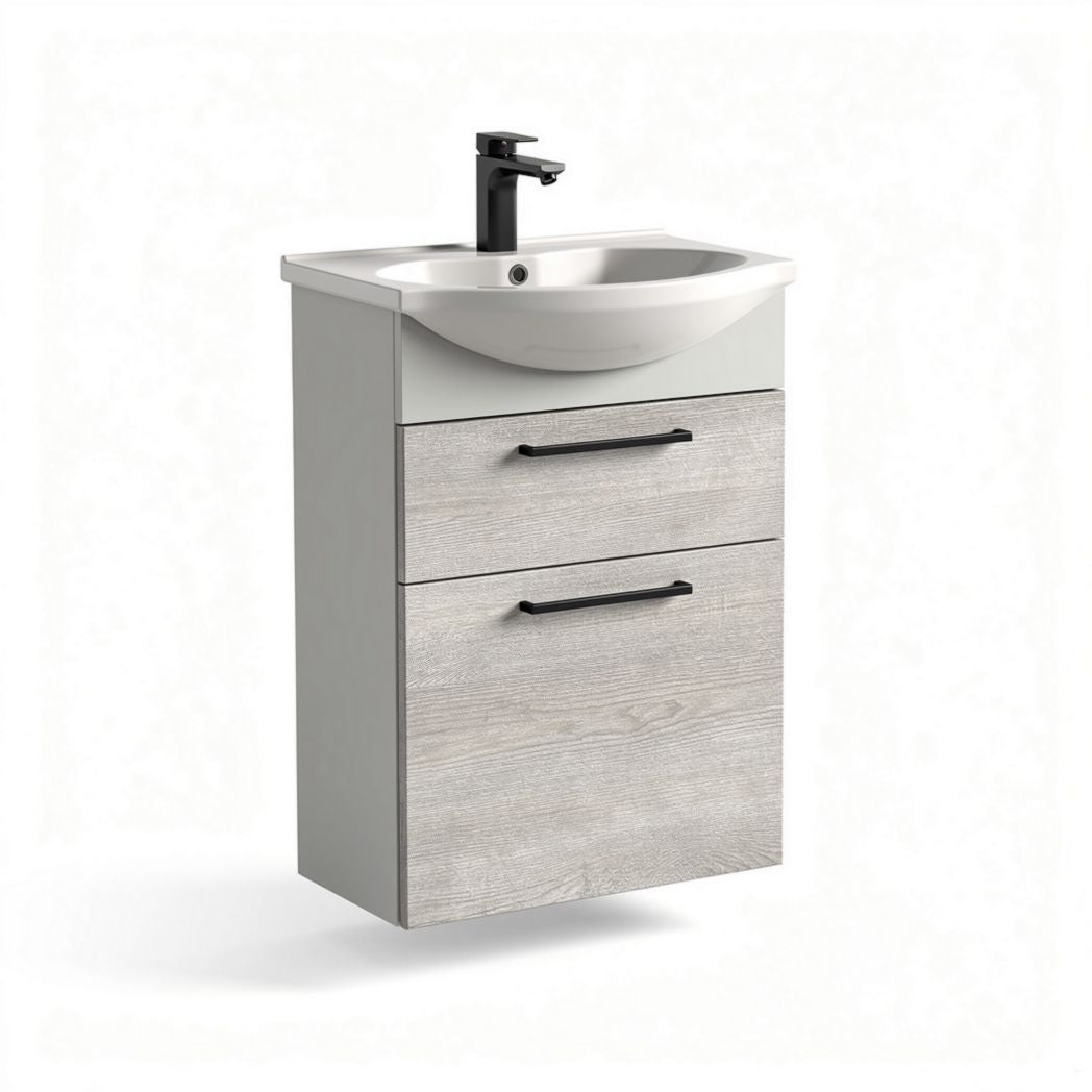 Mobile lavabo con due cassetti per bagno - materiale in mdf - 60 x 45 x 85 cm