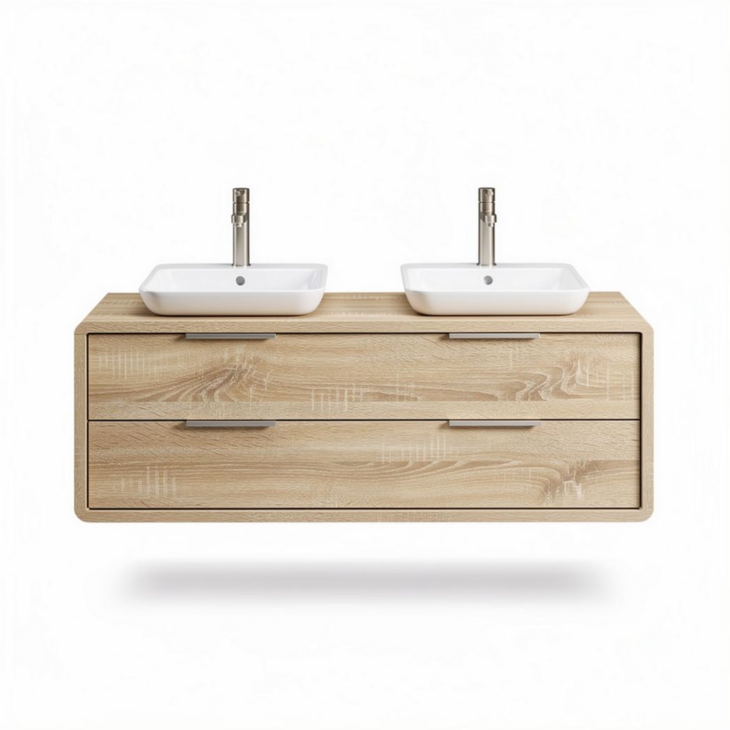 Mobile lavabo in legno con doppi lavabi per bagno – 120 x 50 x 30 cm