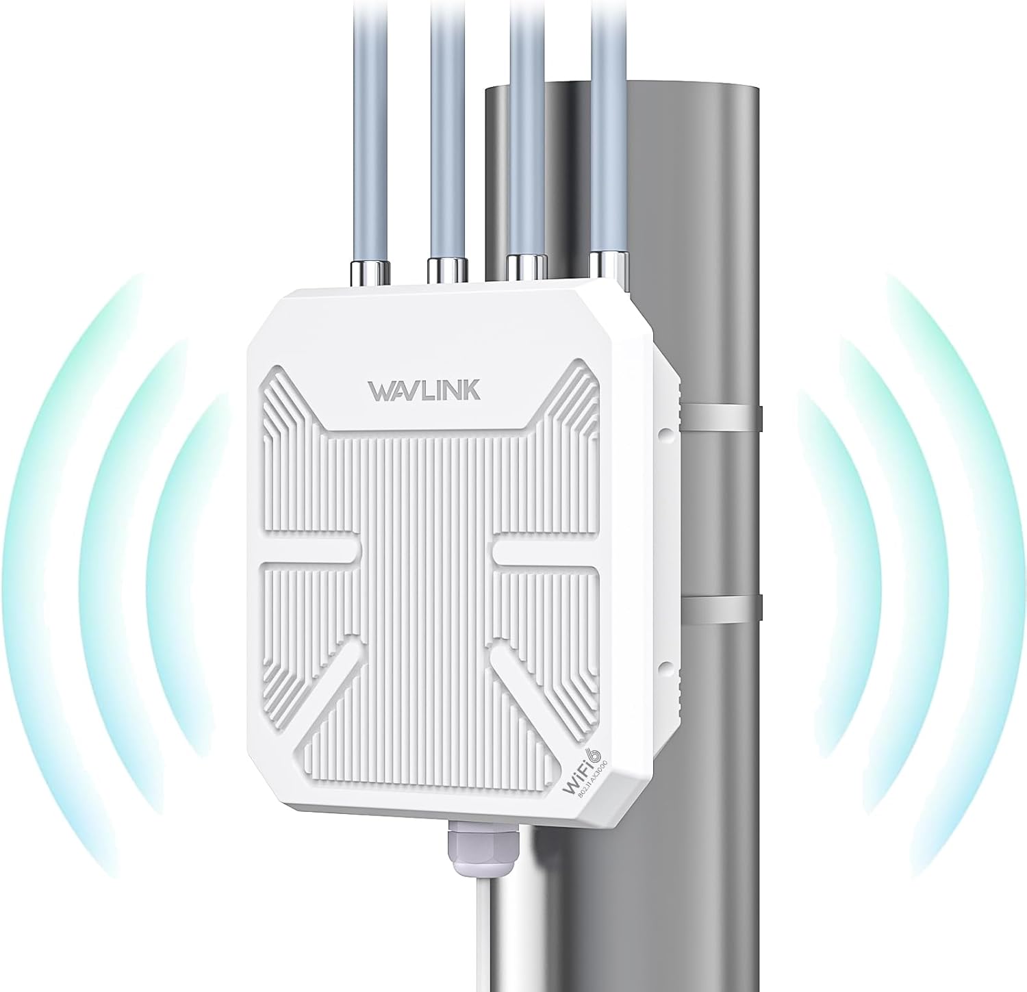 Ripetitore WiFi 6 mesh esterno lungo raggio AX3000, WN573HX3 Outdoor Bi-Band Gigabit Punto di accesso PoE/Amplificatore WiFi Wireless Potente (4x8dBi Antenne, MU-MIMO, 256 Dispositivi)