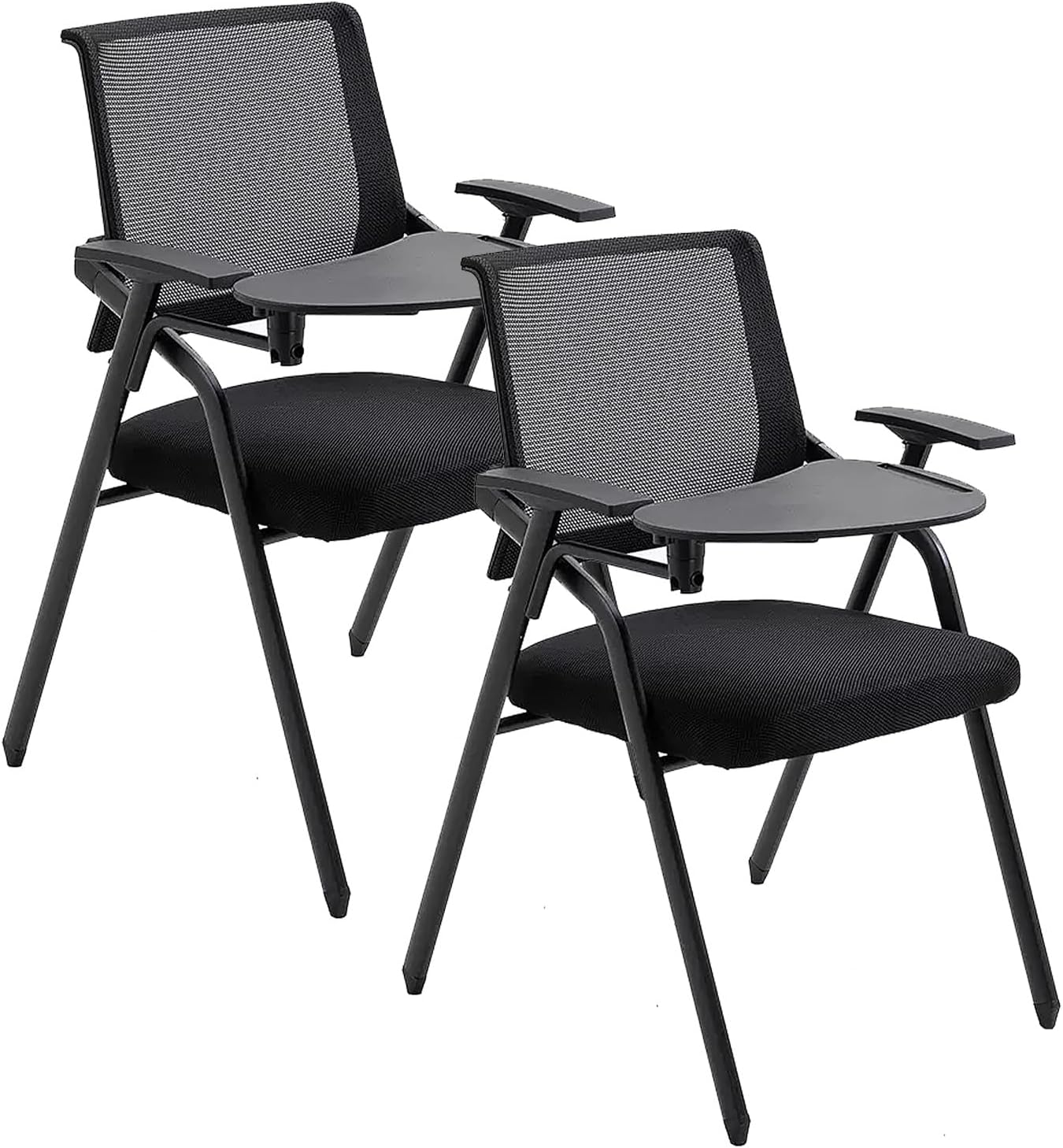 Sedia da Ufficio Pieghevole Portatile con Tavoletta per Scrivere, Sedia da Scrivania per Ufficio, Scuola, Casa, Sedia da Conferenza per più Persone, Sedia da Allenamento,Black-One Size