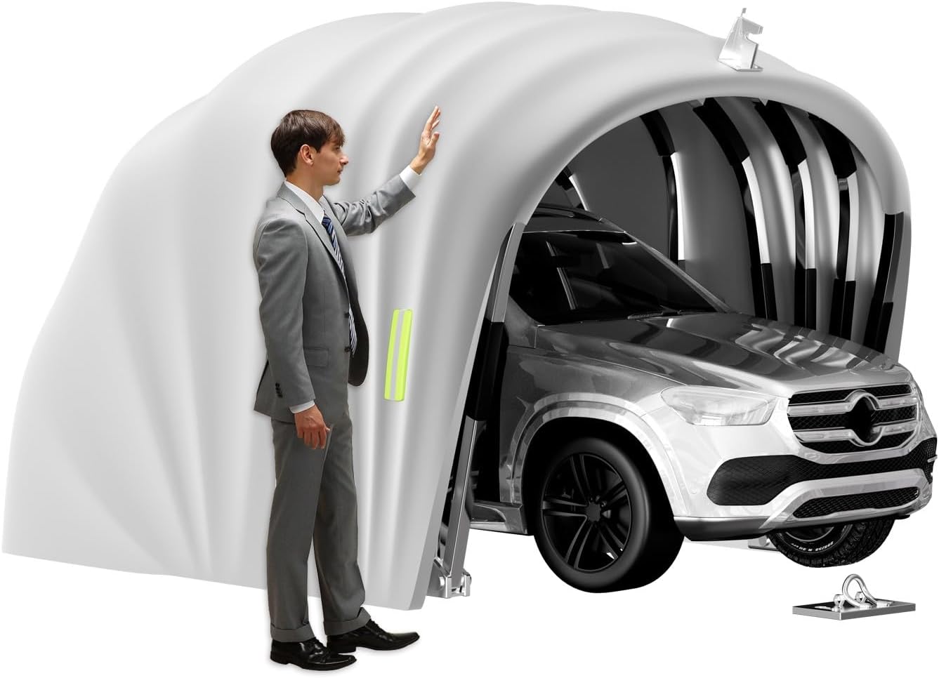 Tenda da sole retrattile per auto, pieghevole, semi-automatica, con serratura per protezione portatile del veicolo