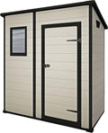 Keter Casetta da Giardino Manor Pent 6x4, Finitura Effetto Legno Graffiato, Beige, 183,5x111x200,5H Cm