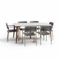 Tavolo da pranzo in legno con sedie in rattan per esterno – 200 x 100 x 75 cm