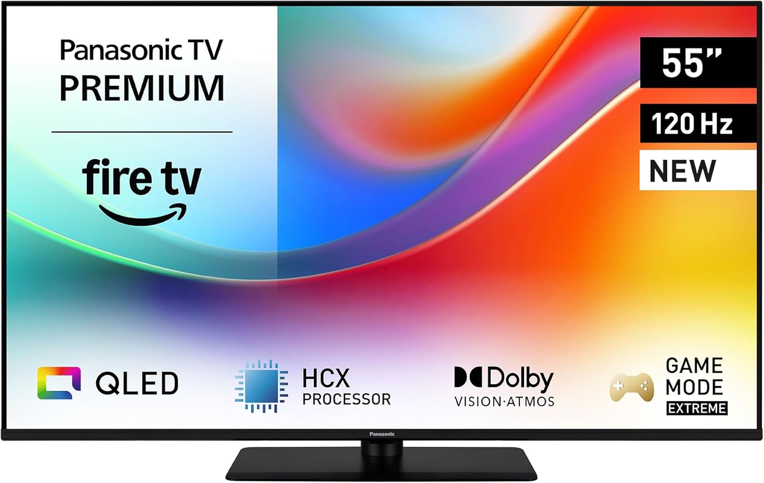 Panasonic Premium TV-55W85BEZ, Serie W85B, 55 Pollici, Smart TV QLED 4K Ultra HD, 2025, 120Hz, Fire TV, Dolby Vision e Atmos, Modalità Game Extreme, Controllo Vocale Alexa, AirPlay, Bluetooth, Nero