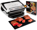 Tefal GC712D12 Fry top da cucina, 7 modalità di cottura, Indicatore di avanzamento, Sensore di spessore, Teglie estraibili ed estraibili, 2000 W, Alluminio, Nero, Area grill standard (33 x 20 cm)