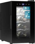 Cecotec Enoteca 8 Bottiglie Bolero Grandsommelier 830 Coolcrystal, Raffreddamento termoelettrico, Temperatura regolabile tra 8-18°C, Controllo tattile e display, LED interno, Gas non nocivo.(Nero)