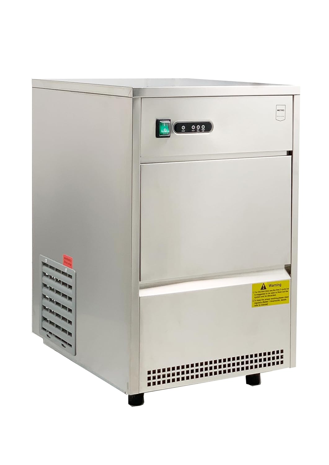 METRO Professional Macchina per cubetti di ghiaccio GIM1026B, acciaio inox, 170 W, 26 kg / 24 h, forma vuota cilindrica, argento (42 x 51.4 x 65.5 cm)