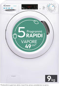 Candy Smart Lavatrice 9kg, carica frontale Classe B, 1200 giri, 16 Programmi, Cicli Rapidi, Partenza Ritardata, Sensore Kilo detector, Connessa NFC, 60 x 52 x 85 cm, Bianco – CSS129TW4-11