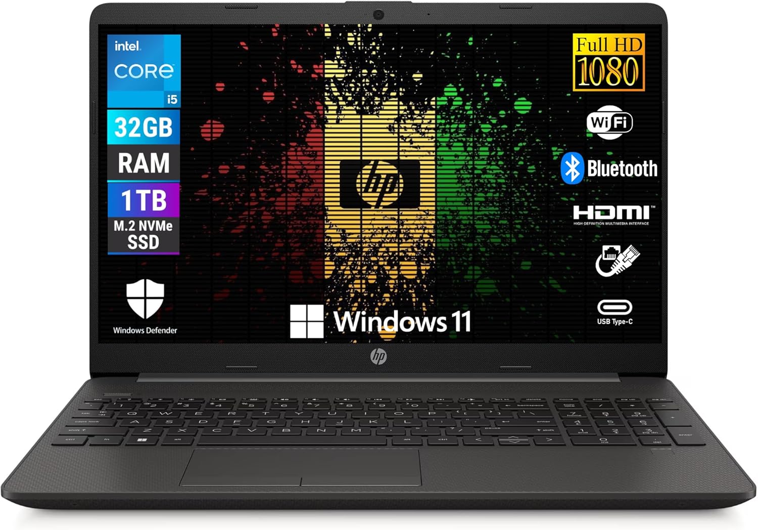 HP 250R G9, Computer Portatile Notebook, Intel i5-1334u 10 Core 3.4Ghz, Display 15.6'' FHD, Ram 32GB, SSD 1000GB, Windows 11
