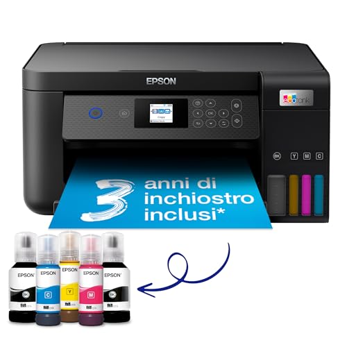 Stampante multifunzione Wi Fi con serbatoio d'inchiostro EcoTank ET 2850 A4, con fornitura inclusa fino a 3 anni di inchiostri, nero : Informatica(Single/ET-1810)