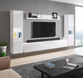 Parigi XL, Mobile da Soggiorno Moderno con Illuminazione a LED (Bianco/Bianco Lucido)