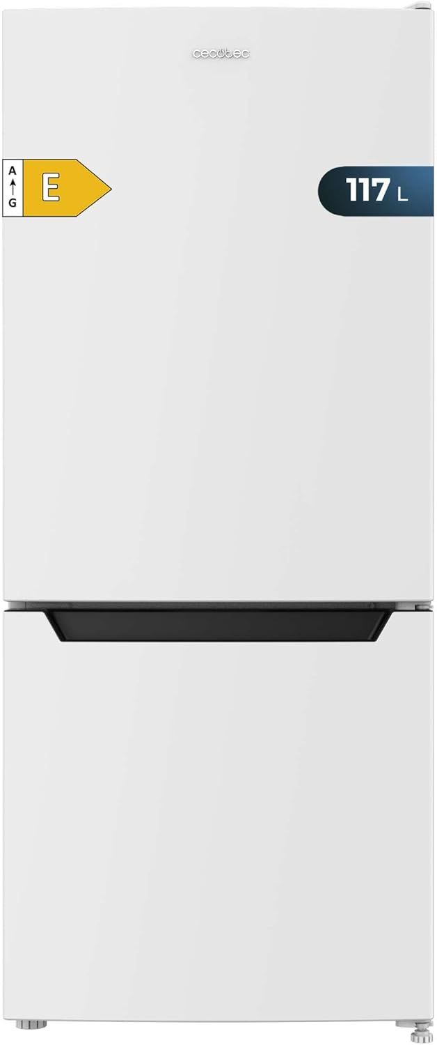 Cecotec Frigorifero Combinato Bolero CoolMarket Combi 117 DF White E. 205L, Combi, Fast Cooling/Freezing, Display Interno, Porta Reversibile, LED Interno, Misure 47x49x114cm, Design Elegante e Moderno(Bianco)