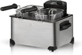Friggitrice elettrica a doppio cestello per uso domestico e commerciale, controllo a temperatura per patatine fritte, bastoncini di pasta fritta, kebab, pollo