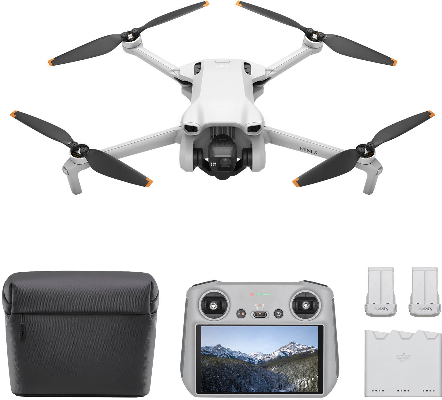 Mini 3 Fly More Combo Drone e Telecomando con Schermo Integrato - Grigio(Mini 3 Fly More)