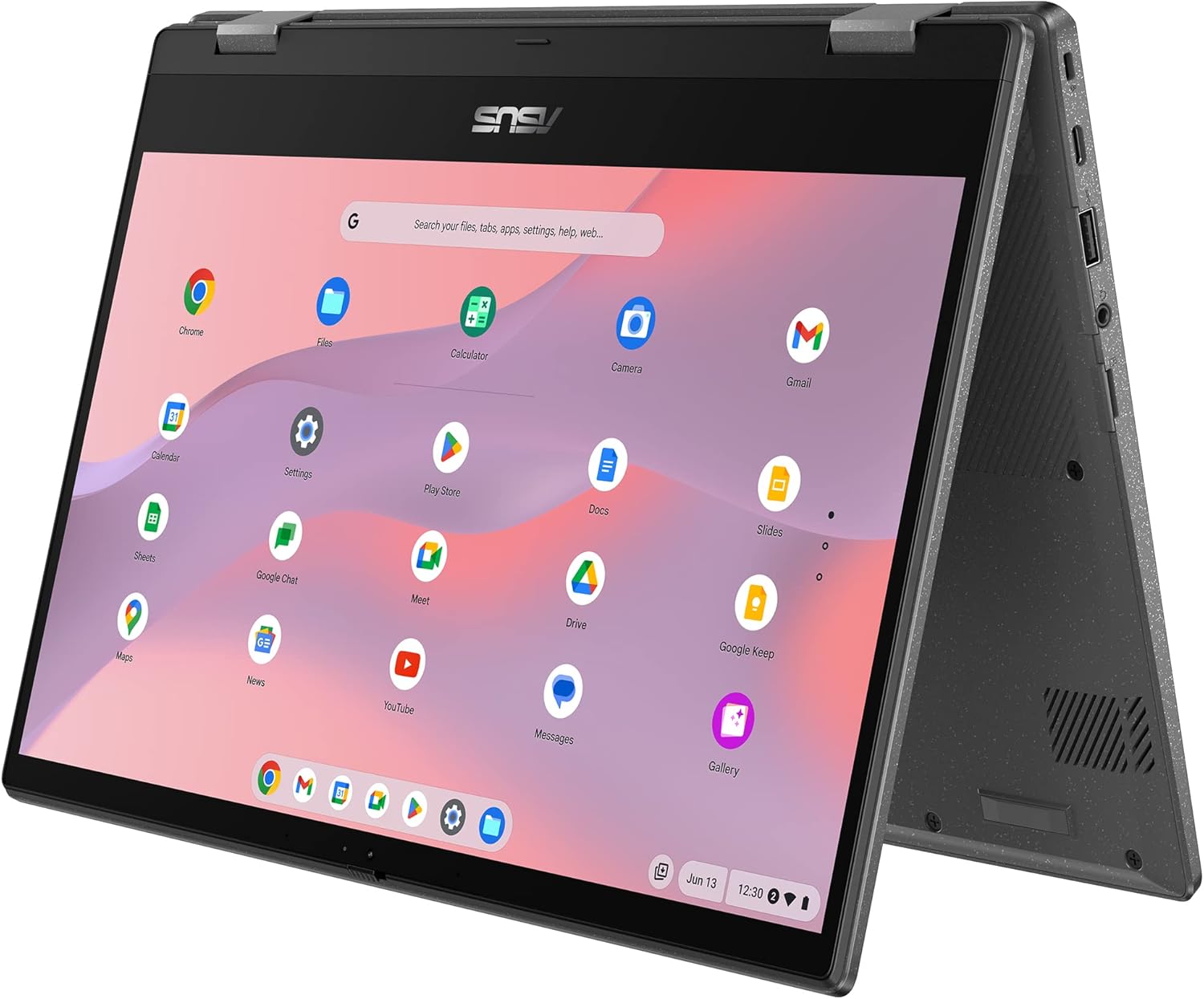 ASUS Chromebook CM1402FM2A#B0CZ42YZYG, Notebook con Monitor 14 FHD Glossy, 60Hz, MediaTek Kompanio 520, RAM 4GB, 128GB eMMC, grafica ARM Mali-G52 MC2, Chrome, Grigio