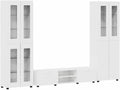 Generico Set Mobile TV con cassetto Bianco Lucido Legno Multistrato,Mobili,Set di mobili,Set di mobili per Salotto,Bianco,126.02 kg,3398008