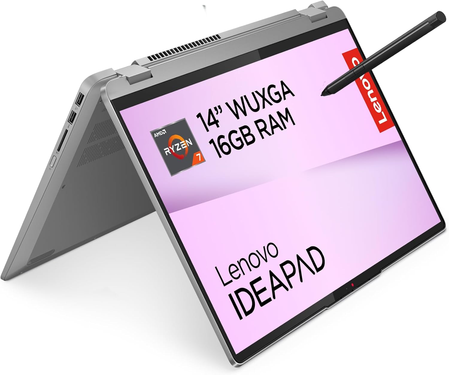 Lenovo IdeaPad Flex 5 Notebook - AMD Ryzen 7 7730U, RAM 16GB, 512GB SSD, Display 14 Touch WUXGA (1920x1200) IPS, Windows 11 Home, Tastiera italiana, Digital Pen inclusa - Arctic Grey