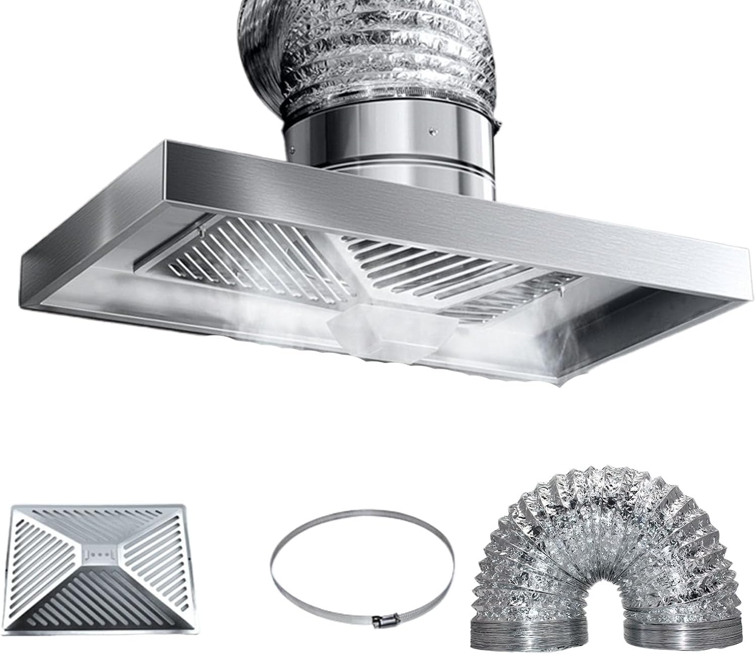 2m Pipe, Cappa da Cucina da 10 Pollici a Basso Rumore, aspiratore Domestico ad Alta Potenza, Ventilatore Potente, Raccolta fumi in Cucina, Semplice Gestione dell'olio