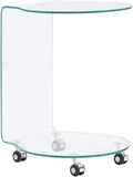 Tavolino Design Moderno in Vetro Temperato con Ruote, Salotto Design