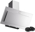 Klarstein Athena Cappe Inclinate 90cm - Cappa Cucina Angolare, 404 m³/h, LED, 3 Velocità, Filtro Carbone, A+++, Aspirante  Ricircolo, Design Moderno, Silenziosa 63 dB, Acciaio inossidabile