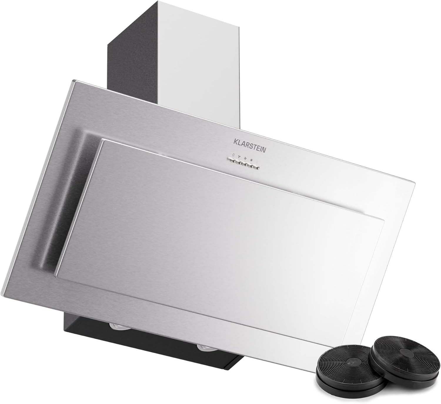 Klarstein Athena Cappe Inclinate 90cm - Cappa Cucina Angolare, 404 m³/h, LED, 3 Velocità, Filtro Carbone, A+++, Aspirante  Ricircolo, Design Moderno, Silenziosa 63 dB, Acciaio inossidabile
