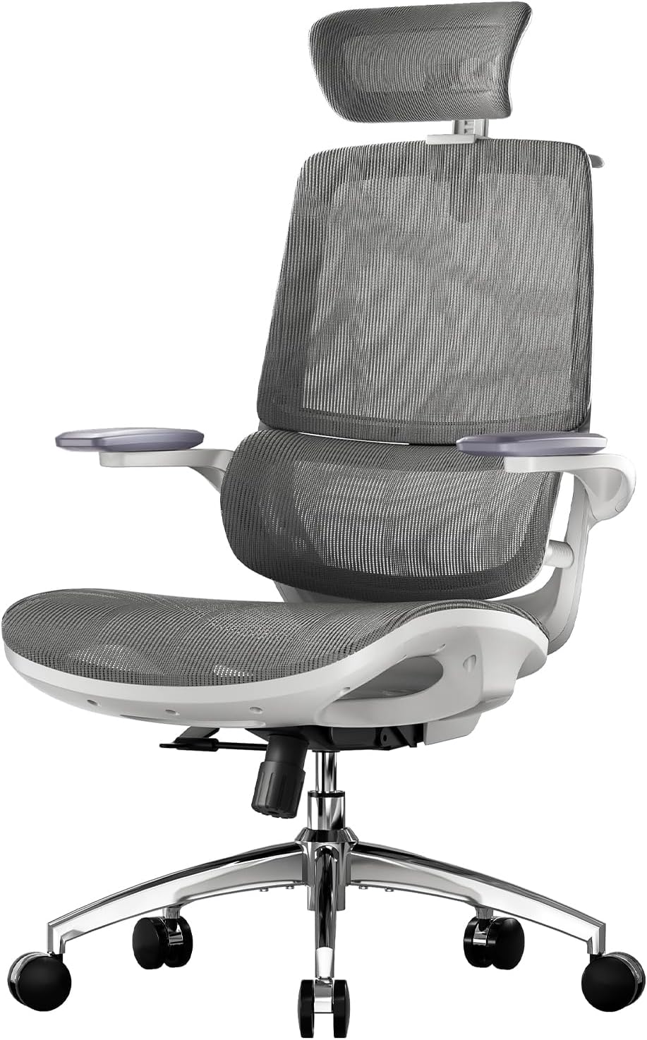 SIHOO M59AS Sedia da Ufficio Ergonomica, con braccioli ribaltabili 3D, doppio schienale e supporto lombare adattivo, sedia in rete ideale per l’ufficio a casa(Grigio)
