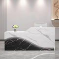 Elegante scrivania da ufficio con facile montaggio, 1,4 m in legno ingegnerizzato, finitura moderna in bianco e nero, elegante mobile da ufficio per ambienti professionali