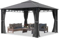 TOOLPORT Garden Gazebo 4 x 4 m Hardtop Steel Roof 4 Side Panels Grey Profile Approx. 90 x 90 mm